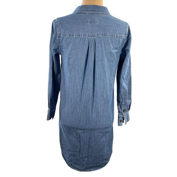 J. Crew Factory Chambray Shirt Dress Denim Blue Size XS Extra Small Cotton - Picture 3 of 7